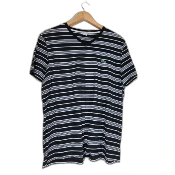 Lacoste Striped V-neck T-shirt - sz 6 - Picture 1 of 6